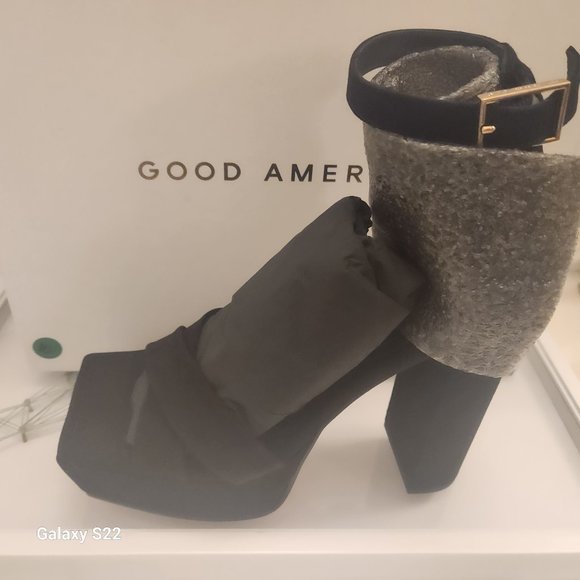 Good American Shoes - NIB Good American Platform Sandals chunky black suede heels. Various.